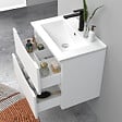 AICA SANITAIRE - Meuble de salle de bain suspendu 60cm avec simple vasque + 2 tiroirs, Blanc - vignette