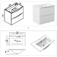 AICA SANITAIRE - Meuble de salle de bain suspendu 60cm avec simple vasque + 2 tiroirs, Blanc - vignette