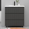 AICA SANITAIRE - Meuble de salle de bain suspendu Strié 80cm avec simple vasque + 3 tiroirs, Anthracite - vignette