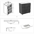 AICA SANITAIRE - Meuble de salle de bain suspendu Strié 80cm avec simple vasque + 3 tiroirs, Anthracite - vignette