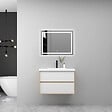 AICA SANITAIRE - AICA Ensemble Meuble Salle de Bain Suspendu 60cm, Blanc + Chêne, Meuble 2 tiroirs + Lavabo + Miroir LED - vignette