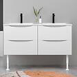 AICA SANITAIRE - Meuble de salle de bain suspendu 120cm avec pieds + double vasque + 4 tiroirs, Blanc - vignette