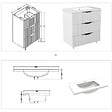 AICA SANITAIRE - Meuble de salle de bain suspendu Strié 80cm avec poignées + simple vasque + 3 tiroirs, Blanc - vignette
