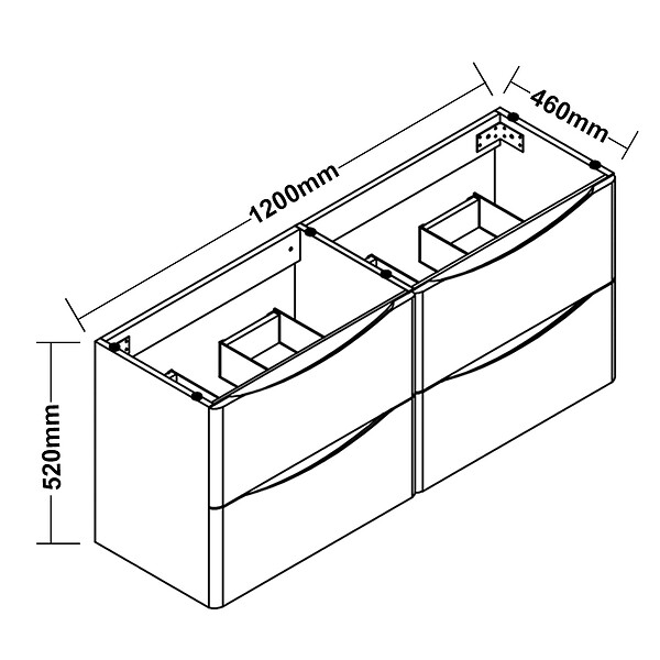 AICA SANITAIRE - AICA Ensemble Meuble Salle de Bain Brillant Suspendu 120cm, Blanc + Chêne, Meuble 4 tiroirs + Lavabo + Armoire salle de bain avec miroir + Colonne - large