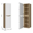 AICA SANITAIRE - AICA Ensemble Meuble Salle de Bain Brillant Suspendu 120cm, Blanc + Chêne, Meuble 4 tiroirs + Lavabo + Armoire salle de bain avec miroir + Colonne - vignette