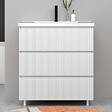 AICA SANITAIRE - Meuble de salle de bain suspendu Strié 80cm avec simple vasque + 3 tiroirs, Blanc - vignette