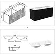 AICA SANITAIRE - Meuble de salle de bain suspendu Strié 120cm avec poignées + double vasque + 4 tiroirs, Noir - vignette
