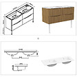 AICA SANITAIRE - Meuble de salle de bain suspendu 120cm avec pieds + double vasque + 4 tiroirs, Noyer - vignette