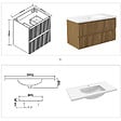 AICA SANITAIRE - Meuble de salle de bain suspendu Strié 100cm avec simple vasque + 2 tiroirs, Noyer - vignette