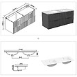 AICA SANITAIRE - Meuble de salle de bain suspendu Strié 120cm avec poignées + double vasque + 4 tiroirs, Anthracite - vignette