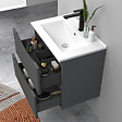 AICA SANITAIRE - Meuble de salle de bain suspendu 60cm avec simple vasque + 2 tiroirs, Anthracite - vignette