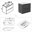 AICA SANITAIRE - Meuble de salle de bain suspendu 60cm avec simple vasque + 2 tiroirs, Anthracite - vignette