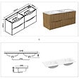 AICA SANITAIRE - Meuble de salle de bain suspendu 120cm avec double vasque + 4 tiroirs, Noyer - vignette