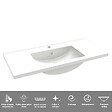 AICA SANITAIRE - Meuble de salle de bain suspendu Strié 100cm avec simple vasque + 3 tiroirs, Noyer - vignette