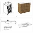 AICA SANITAIRE - Meuble de salle de bain suspendu Strié 100cm avec simple vasque + 3 tiroirs, Noyer - vignette