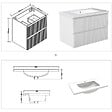AICA SANITAIRE - Meuble de salle de bain suspendu Strié 80cm avec simple vasque + 2 tiroirs, Blanc - vignette