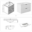 AICA SANITAIRE - Aica Meuble de salle de bain suspendu 80 cm Blanc + 2 tiroirs, avec Vasque + Armoire salle de bain avec miroir - vignette