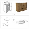 AICA SANITAIRE - Meuble de salle de bain suspendu Strié 100cm avec poignées + simple vasque + 3 tiroirs, Noyer - vignette