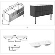 AICA SANITAIRE - Meuble de salle de bain suspendu Strié 120cm avec pieds + double vasque + 4 tiroirs, Anthracite - vignette
