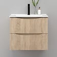 AICA SANITAIRE - Meuble de salle de bain suspendu 60cm avec simple vasque + 2 tiroirs, Chêne - vignette