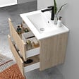 AICA SANITAIRE - Meuble de salle de bain suspendu 60cm avec simple vasque + 2 tiroirs, Chêne - vignette