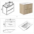 AICA SANITAIRE - Meuble de salle de bain suspendu 60cm avec simple vasque + 2 tiroirs, Chêne - vignette