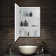 AICA SANITAIRE - AICA Ensemble Meuble Salle de Bain Suspendu 60cm, Blanc + Chêne, Meuble 2 tiroirs + Vasque + Armoire salle de bain avec miroir + 2 Colonne haute - vignette