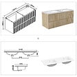 AICA SANITAIRE - Meuble de salle de bain suspendu Strié 120cm avec double vasque + 4 tiroirs, Chêne - vignette