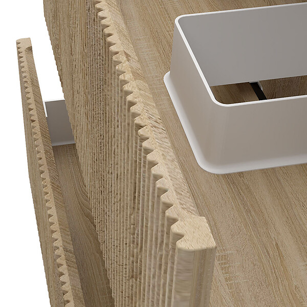 AICA SANITAIRE - Meuble de salle de bain suspendu Strié 120cm avec double vasque + 4 tiroirs, Chêne - large