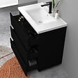 AICA SANITAIRE - Meuble de salle de bain suspendu Strié 80cm avec simple vasque + 3 tiroirs, Noir - vignette