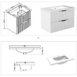 AICA SANITAIRE - Meuble de salle de bain suspendu Strié 80cm avec poignées + simple vasque + 2 tiroirs, Blanc - vignette