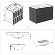 AICA SANITAIRE - Meuble de salle de bain suspendu Strié 80cm avec simple vasque + 2 tiroirs, Anthracite - vignette