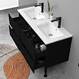 AICA SANITAIRE - Meuble de salle de bain suspendu Strié 120cm avec pieds + double vasque + 4 tiroirs, Noir - vignette