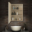 AICA SANITAIRE - Aica Meuble de salle de bain suspendu 120 cm Chêne + 4 tiroirs, avec Vasque + Armoire salle de bain avec miroir - vignette