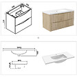 AICA SANITAIRE - Meuble de salle de bain suspendu 100cm avec simple vasque + 2 tiroirs, Chêne - vignette