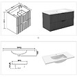 AICA SANITAIRE - Meuble de salle de bain suspendu Strié 100cm avec poignées + simple vasque + 2 tiroirs, Anthracite - vignette