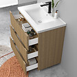 AICA SANITAIRE - Meuble de salle de bain suspendu 80cm avec simple vasque + 3 tiroirs, Noyer - vignette