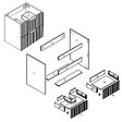AICA SANITAIRE - Meuble de salle de bain suspendu Strié 60cm avec poignées + simple vasque + 2 tiroirs, Chêne - vignette
