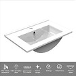 AICA SANITAIRE - Meuble de salle de bain suspendu Strié 60cm avec simple vasque + 2 tiroirs, Chêne - vignette
