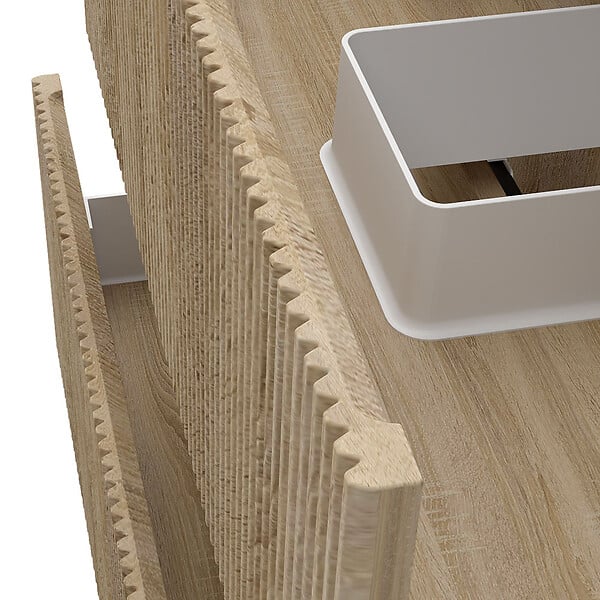 AICA SANITAIRE - Meuble de salle de bain suspendu Strié 60cm avec simple vasque + 2 tiroirs, Chêne - large