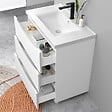 AICA SANITAIRE - Meuble de salle de bain suspendu 80cm avec simple vasque + 3 tiroirs, Blanc - vignette