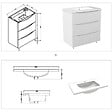 AICA SANITAIRE - Meuble de salle de bain suspendu 80cm avec simple vasque + 3 tiroirs, Blanc - vignette