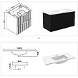 AICA SANITAIRE - Meuble de salle de bain suspendu Strié 100cm avec poignées + simple vasque + 2 tiroirs, Noir - vignette