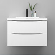 AICA SANITAIRE - Meuble de salle de bain suspendu 80cm avec simple vasque + 2 tiroirs, Blanc - vignette