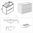 AICA SANITAIRE - Meuble de salle de bain suspendu 80cm avec simple vasque + 2 tiroirs, Blanc - vignette
