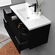 AICA SANITAIRE - Meuble de salle de bain suspendu 100cm avec simple vasque + 2 tiroirs, Noir - vignette