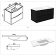 AICA SANITAIRE - Meuble de salle de bain suspendu 100cm avec simple vasque + 2 tiroirs, Noir - vignette