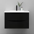 AICA SANITAIRE - Meuble de salle de bain suspendu 80cm avec simple vasque + 2 tiroirs, Noir - vignette