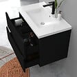 AICA SANITAIRE - Meuble de salle de bain suspendu 80cm avec simple vasque + 2 tiroirs, Noir - vignette