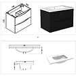 AICA SANITAIRE - Meuble de salle de bain suspendu 80cm avec simple vasque + 2 tiroirs, Noir - vignette